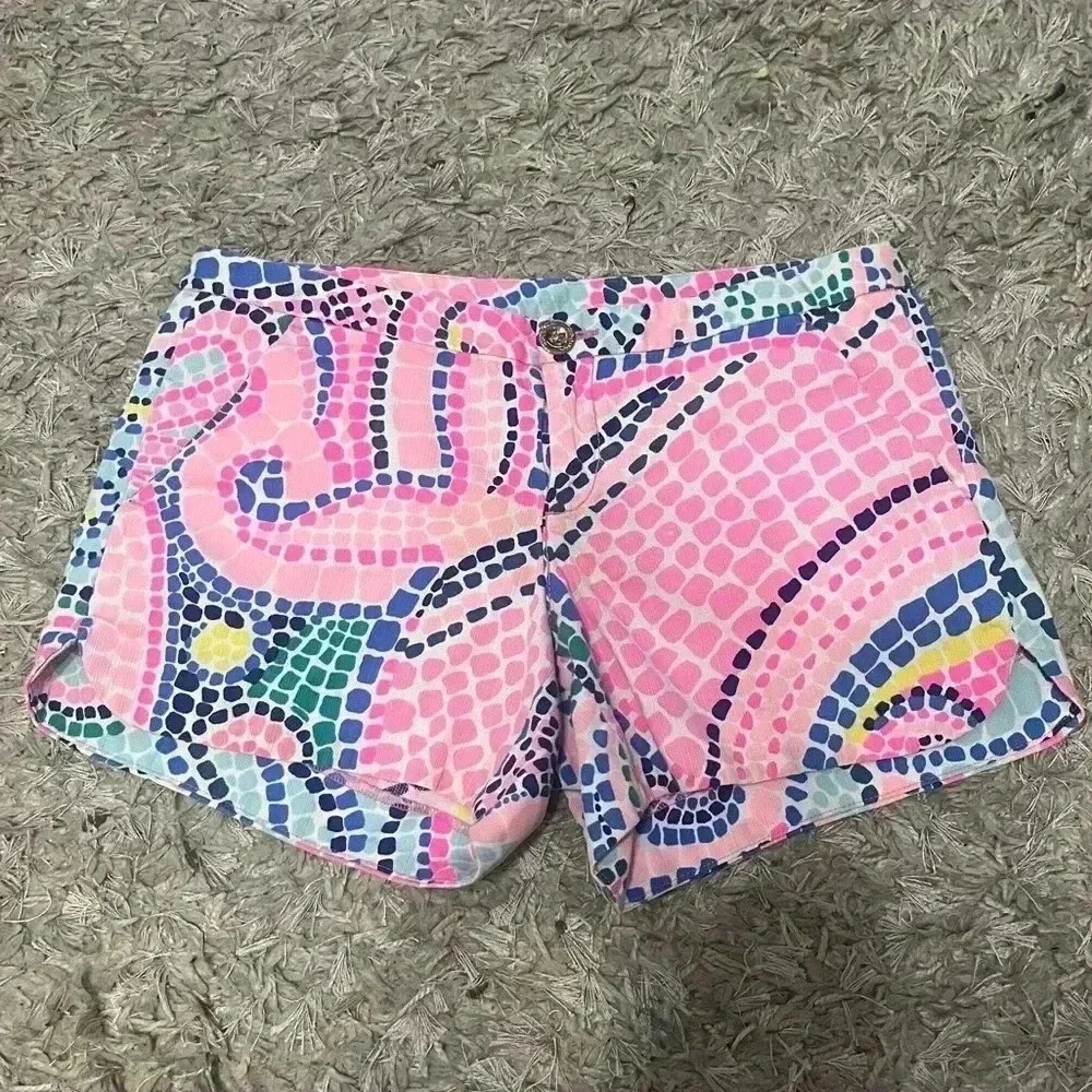 Lilly Pulitzer Adie Shorts in Tile Wave | Cotton Button | Colorful | Size 00